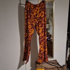 Lucy & Yak Orange and Brown Floral Pants